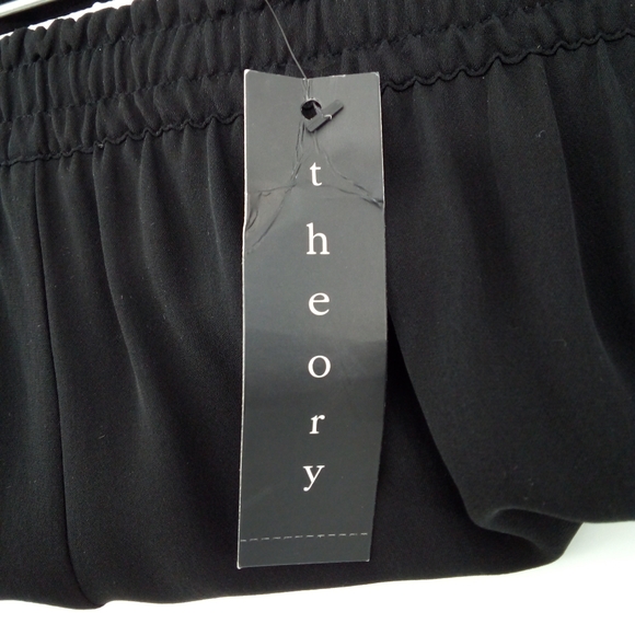 $235 NWT Theory Jesha 100% Silk Tuxedo Sheer Skinny Leg Drawstring Ankle Pants S - Picture 10 of 12